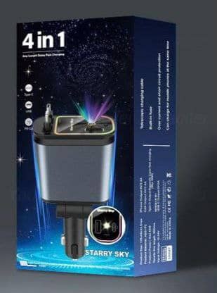 شاحن سيارة سريع الشحن 4 في 1 مع لاد